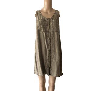 Nicole Miller Relaxed Linen Olive Size S Summer Boho Dress